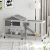 2-Story Wooden Rabbit Hutch Chicken Coop with Wheel and Roof Outdoor Bunny Cage