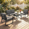 4 Piece Garden Furniture Set, Outdoor Sofa Set with Loveseat, Armchairs, Table