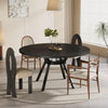 Dining Table Round Wood Top Metal Base Farmhouse Industrial Kitchen Dining Room