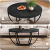 32‘’ Round Coffee Table 2-Tier Circle Wood Accent Center Table for Living Room