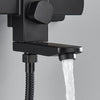 Black EXposed Bathroom Shower Mixer Twin Head Large Bar Set Square Valve System