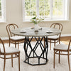 120cm Round Dining Table for 4-6,Kitchen Table with Sturdy Metal Pedestal Base