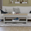 Farmhouse Coffee Table with Storage Shelf, Oak Two-Tone Wooden Living Room Table