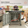 5 PCs Rattan Garden Furniture Set with Fire Pit Table Loveseat Sofa Grey