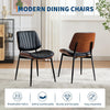 Set of 2 Mid Century Dining Chairs PU Leather Seat Walnut Bentwood Metal Legs