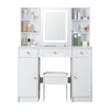 Dressing Table with LED Mirror Drawers Vanity Table Makeup Desk Stool Set White