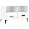 TV Cabinet in High Gloss White Engineered Wood with Legs, Spacious E9I2