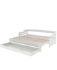 White Wooden Bed Frame Day Bed With Trundle And Large Storage Drawer Guest Bed