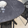 6 Seater Black Garden Wicker Dining Set with Sintered Stone Oval Table FTR247
