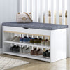 Wooden Shoe Bench Shoes Storage Bench with Padded Seat & Open Shelf for Hallway