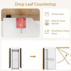 Drop Leaf Folding Dining Table 127cm w/Storage Shelves,Lockable Casters Rolling