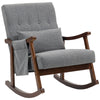 Modern High Back Rocking Chair with Solid Wood Legs, Grey