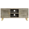 TV Cabinet Solid Wood Grey with Brass 110x30x48 Z3P3