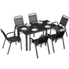 7 Pcs Outdoor Dining Set with Umbrella Hole, Garden Table and Chairs Set for 6