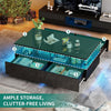 High Gloss LED Coffee Table With Storage Wooden 2 Drawer Living Room Furniture