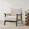 Wooden Frame Armchair Upholstered Fabric Single Sofa Mid-Century Rattan Chair UK