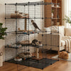 4 Tier Cat Cage Indoor Large Cats Enclosure w/ Hammock Ladders Doors Detachable