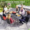 Outdoor Dining Table with Glass Top Aluminium Frame for Balcony, Patio, Grey
