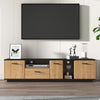 180cm TV Stand Media Unit w/ 3 Doors, LED Strips and Glass Shelves, TV Cabinet