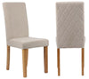 2 x Beige Velvet Dining Chairs Diamond Stitch back Wooden Legs ISABELLA model