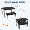 3Pcs Dining Table Set for 4, Kitchen Table w/Metal Frame & 2 Upholstered Benches