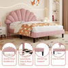 DOUBLE BED 135X190 CM VELVET UPHOLSTERED PLATFORM BED FRAME WITH HEADBOARD PINK