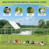 Metal Walk In Chicken Run Galvanized Poultry Hen Cage Coop w/ Cover 3 x 1 x 1.5m