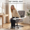 Swivel Accent Chair, Chenille Armchair with Lumbar Pillow, Light Grey