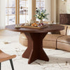 47in Round Dining Table for 4-6,Pedestal Base Wooden Kitchen Table for Apartment