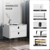 LED Bedside Table with 2 Drawers Cabinet Charging Station Nightstand Storage NEW