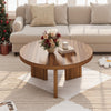 85cm Round Fluted Coffee Table Mid Century Modern Centre Table for Living Room