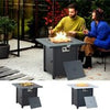 Square Propane Fire Pit Table 40000 BTU Gas Firepit w/ Lava Rocks and Lid