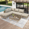 Modular Outdoor Sofa Set w/ Glass Table, Rope-Woven, Garden Patio Furniture Set