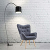 Modern Accent Chair Upholstered Button Single Sofa Wood Legs High Back Armchair