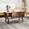 Brown Coffee Table with Lift Top Storage Shelf Wood Modern Living