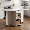 Foldable Dinner Table with Wheels and Storage Shelf Space Saving Dining Eaoqoxyp