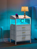 LED Bedside Table 3 Drawers Storage Cabinet Nightstand with Charging Station