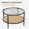 30" Round Rattan Coffee Table w/ Storage, 2 Tier Glass Centre Table Living Room