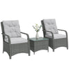 3 Pieces Rattan Bistro Set, Wicker Garden Furniture Set with Cover