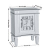 Mirrored Side End Table Coffee Table with Clock for Living Room Bedroom Cabinet