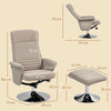 Upholstered Swivel Recliner Armchair with Ottoman, Beige