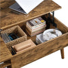 Lift Top Coffee Table with Storage, Rustic Living Room Table with Storage Shelf