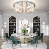 Round Crystal Chandelier Flush Mount LED Ceiling Light Fixture Lamp Color Adjust