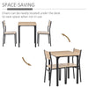 3 Pcs Compact Dining Table 2 Chairs Set Wooden Metal Legs, Light Wood Grain