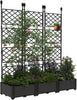 3PCS Raised Garden Bed w/ Trellis Planter Box for Climbing Plant Privacy Screen