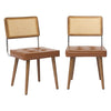 Rattan Back Dining Chairs Set of 1 2 Mid-Century Modern Kitchen Chairs for Home