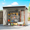 Outdoor Storage Shed, 7.5 x 4.3ft Metal Garden Shed, Light Grey