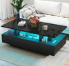 High Gloss LED Coffee Table With Storage Wooden 2 Drawer Living Room Furniture