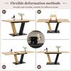Extendable Dining Table w/ Wood Effect Tabletop, Height Adjustable Kitchen Table