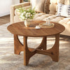 80 cm Solid Wood Round Coffee Table Modern Wooden Center Table for Living Room